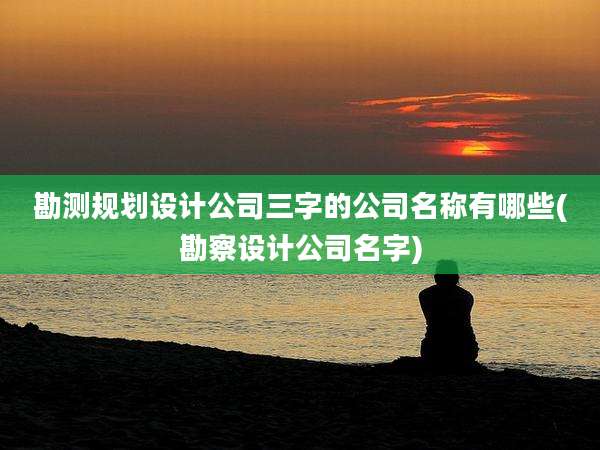 勘测规划设计公司三字的公司名称有哪些(勘察设计公司名字)