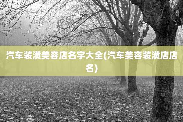 汽车装潢美容店名字大全(汽车美容装潢店店名)