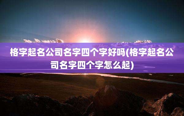格字起名公司名字四个字好吗(格字起名公司名字四个字怎么起)