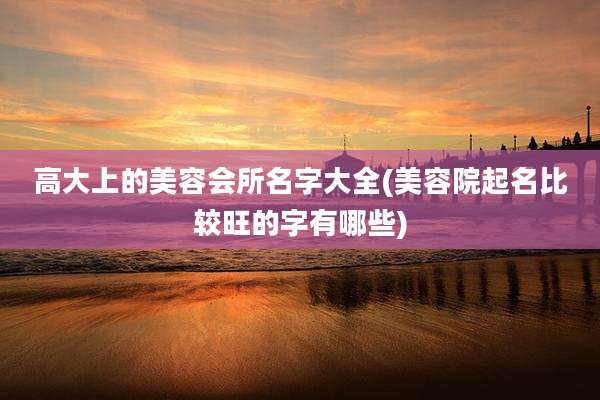 高大上的美容会所名字大全(美容院起名比较旺的字有哪些)