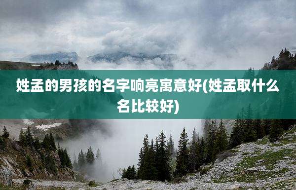 姓孟的男孩的名字响亮寓意好(姓孟取什么名比较好)