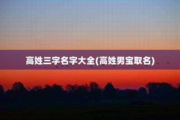 高姓三字名字大全(高姓男宝取名)