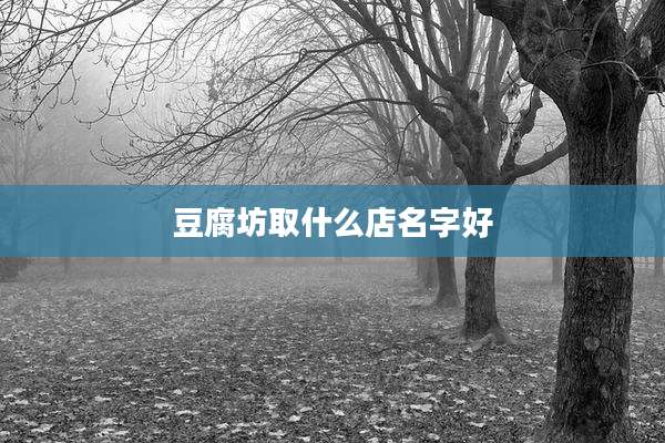 豆腐坊取什么店名字好