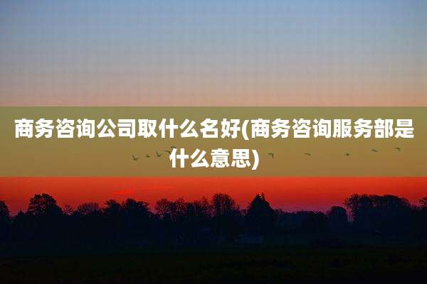 商务咨询公司取什么名好(商务咨询服务部是什么意思)