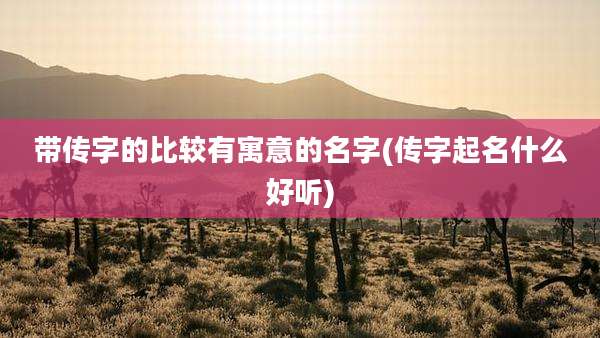 带传字的比较有寓意的名字(传字起名什么好听)