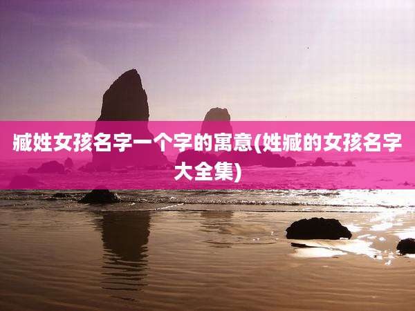 臧姓女孩名字一个字的寓意(姓臧的女孩名字大全集)