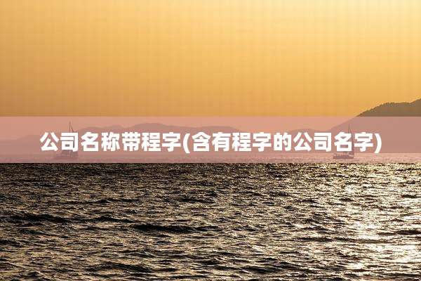 公司名称带程字(含有程字的公司名字)