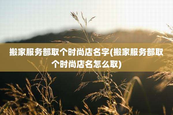 搬家服务部取个时尚店名字(搬家服务部取个时尚店名怎么取)