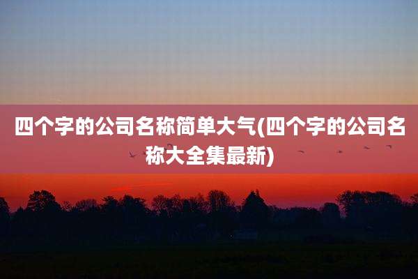 四个字的公司名称简单大气(四个字的公司名称大全集最新)