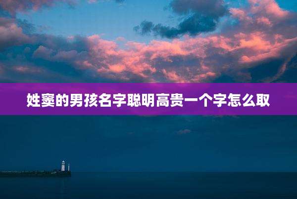 姓窦的男孩名字聪明高贵一个字怎么取