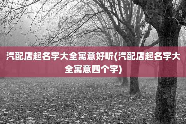 汽配店起名字大全寓意好听(汽配店起名字大全寓意四个字)
