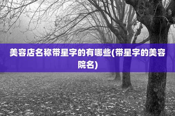 美容店名称带星字的有哪些(带星字的美容院名)