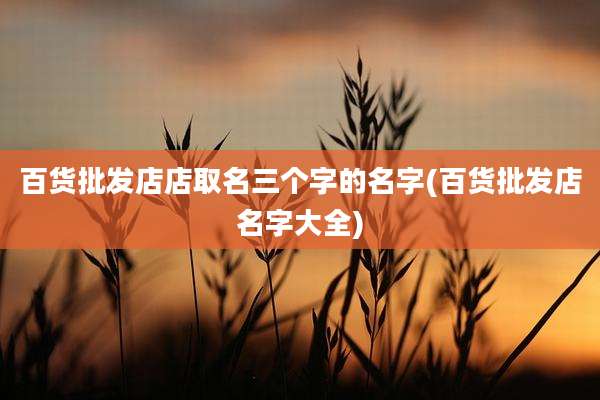 百货批发店店取名三个字的名字(百货批发店名字大全)