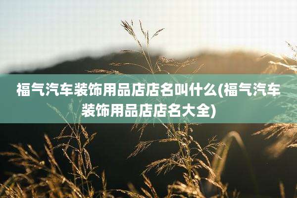 福气汽车装饰用品店店名叫什么(福气汽车装饰用品店店名大全)