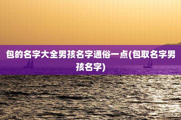 包的名字大全男孩名字通俗一点(包取名字男孩名字)