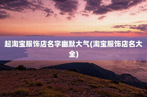 起淘宝服饰店名字幽默大气(淘宝服饰店名大全)