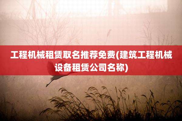 工程机械租赁取名推荐免费(建筑工程机械设备租赁公司名称)
