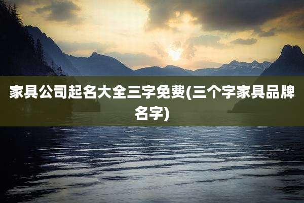 家具公司起名大全三字免费(三个字家具品牌名字)