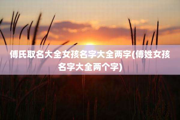 傅氏取名大全女孩名字大全两字(傅姓女孩名字大全两个字)