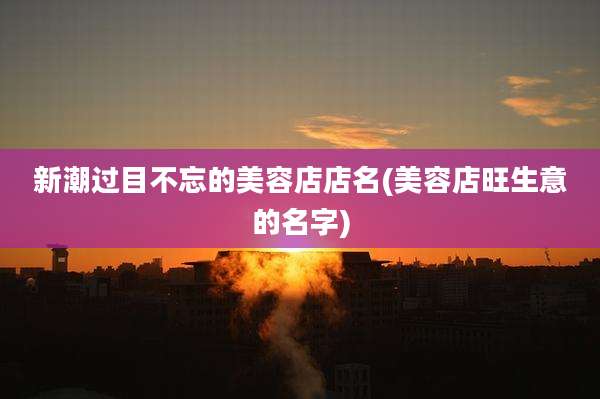 新潮过目不忘的美容店店名(美容店旺生意的名字)