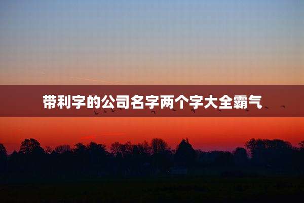 带利字的公司名字两个字大全霸气