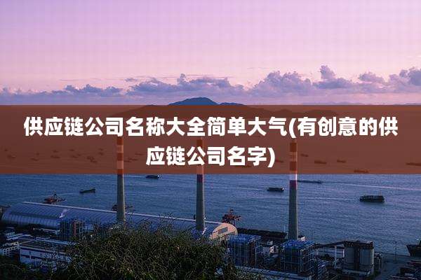 供应链公司名称大全简单大气(有创意的供应链公司名字)