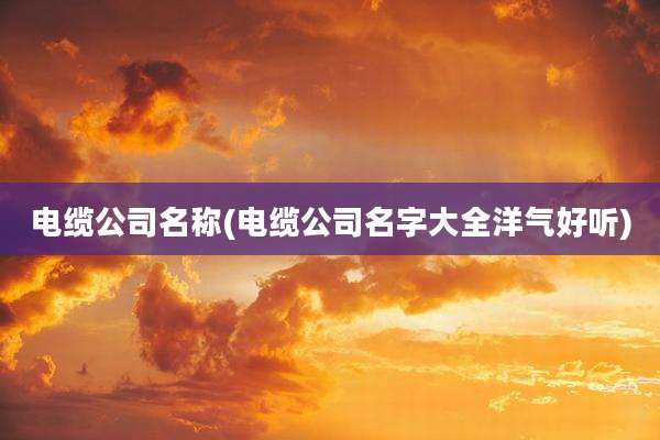 电缆公司名称(电缆公司名字大全洋气好听)