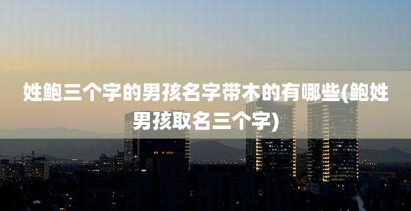 姓鲍三个字的男孩名字带木的有哪些(鲍姓男孩取名三个字)