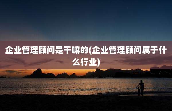 企业管理顾问是干嘛的(企业管理顾问属于什么行业)
