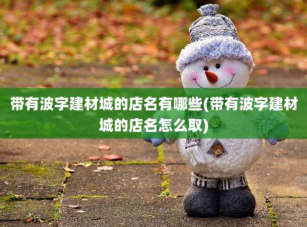 带有波字建材城的店名有哪些(带有波字建材城的店名怎么取)