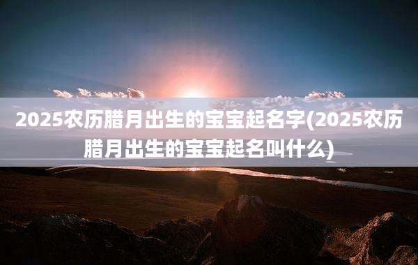 2025农历腊月出生的宝宝起名字(2025农历腊月出生的宝宝起名叫什么)