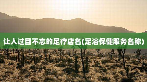 让人过目不忘的足疗店名(足浴保健服务名称)