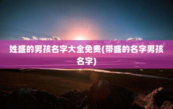 姓盛的男孩名字大全免费(带盛的名字男孩名字)