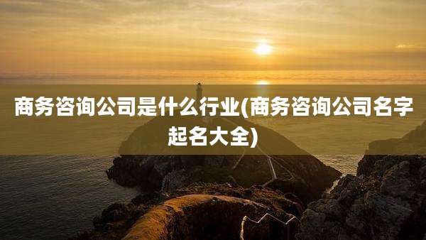 商务咨询公司是什么行业(商务咨询公司名字起名大全)
