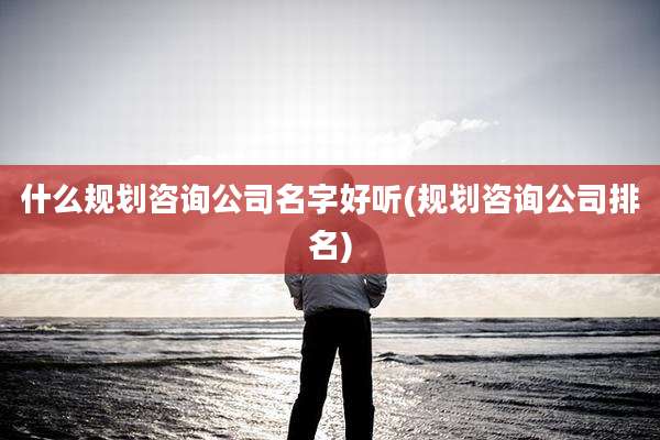 什么规划咨询公司名字好听(规划咨询公司排名)