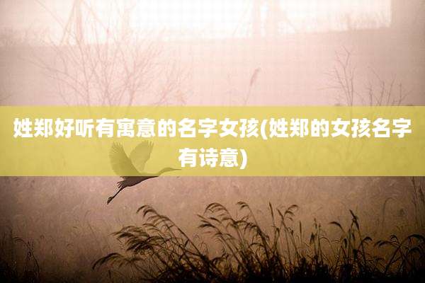 姓郑好听有寓意的名字女孩(姓郑的女孩名字有诗意)