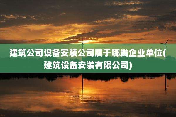 建筑公司设备安装公司属于哪类企业单位(建筑设备安装有限公司)