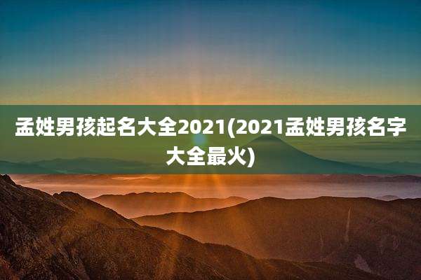 孟姓男孩起名大全2021(2021孟姓男孩名字大全最火)