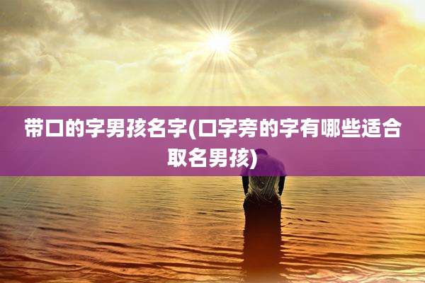 带口的字男孩名字(口字旁的字有哪些适合取名男孩)