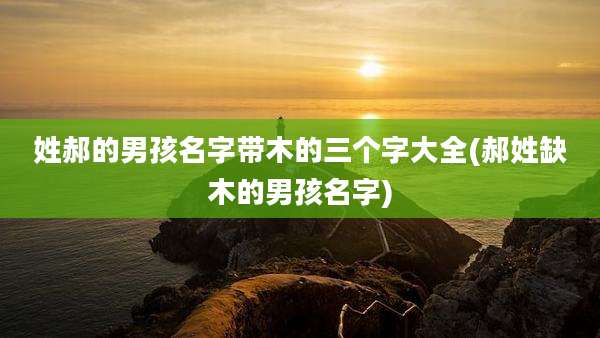 姓郝的男孩名字带木的三个字大全(郝姓缺木的男孩名字)