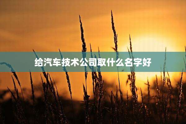 给汽车技术公司取什么名字好