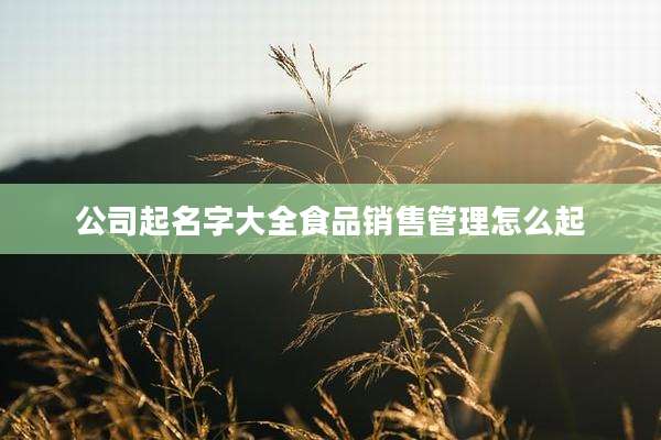 公司起名字大全食品销售管理怎么起