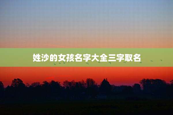 姓沙的女孩名字大全三字取名