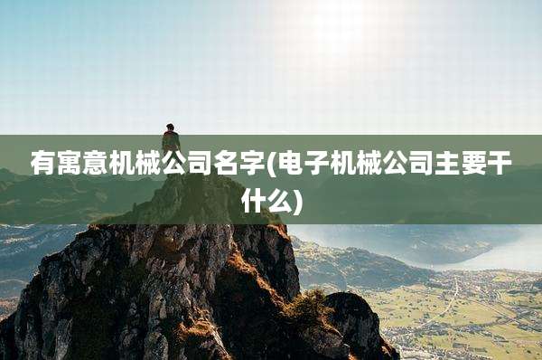 有寓意机械公司名字(电子机械公司主要干什么)