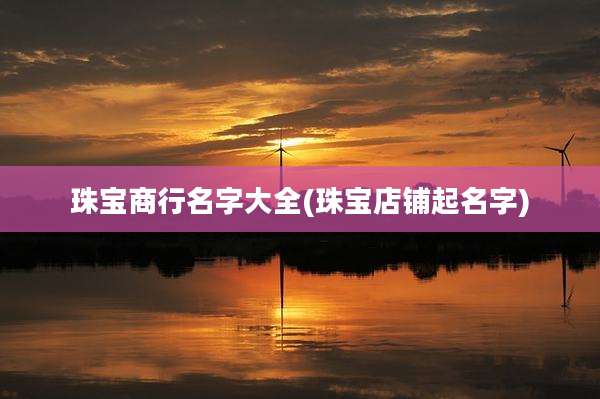 珠宝商行名字大全(珠宝店铺起名字)