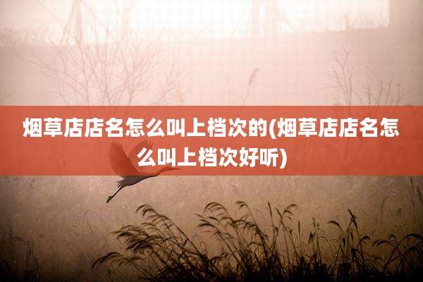烟草店店名怎么叫上档次的(烟草店店名怎么叫上档次好听)