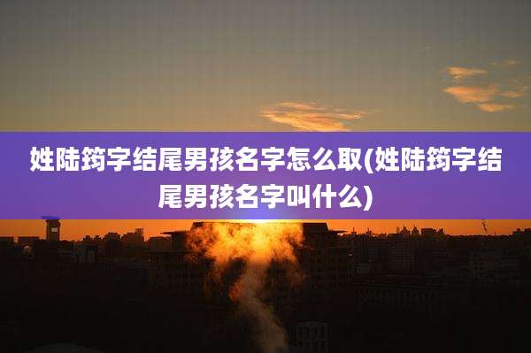 姓陆筠字结尾男孩名字怎么取(姓陆筠字结尾男孩名字叫什么)