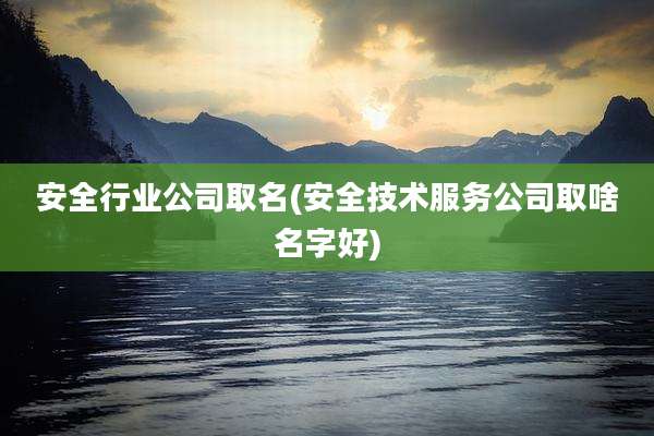 安全行业公司取名(安全技术服务公司取啥名字好)