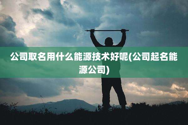 公司取名用什么能源技术好呢(公司起名能源公司)