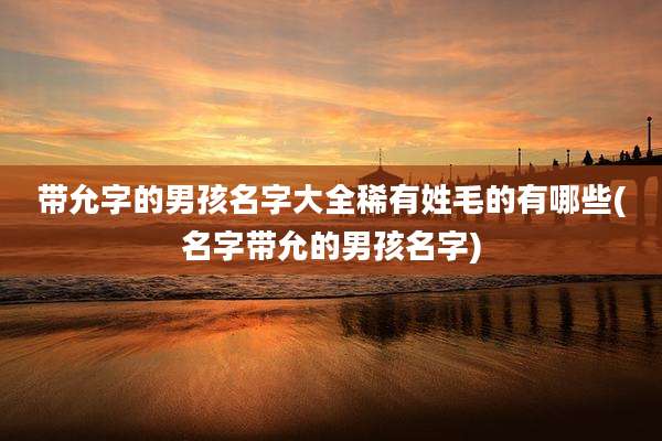 带允字的男孩名字大全稀有姓毛的有哪些(名字带允的男孩名字)